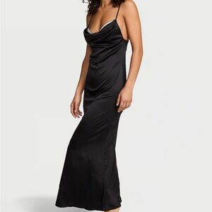 NWT VICTORIA’S SECRET Satin Sparkle Draped Maxi Slip | Very Sexy